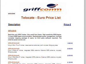 Griffcomm Spy Pricelist